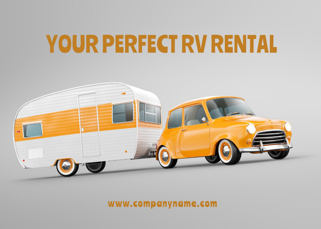Template di design Perfect Travel Trailer for Rent on Grey Postcard 5x7in