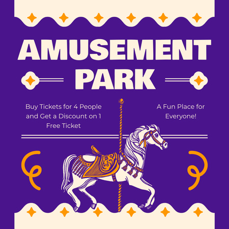 Discount On Group Admission In Amusement Park Instagram AD Design Template