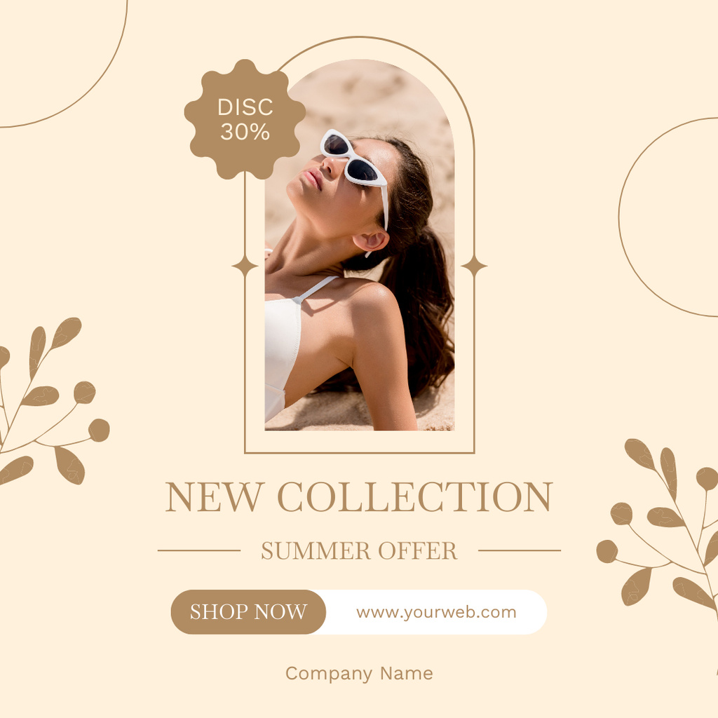 Summer Beach Collection Sale on Beige Instagramデザインテンプレート