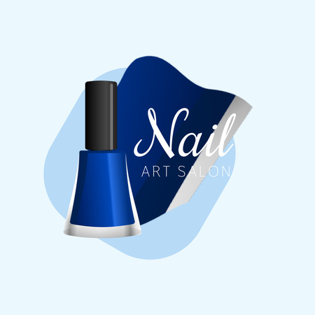 Professional Nail Salon Services Offer with Blue Nail Polish Logo Design Template