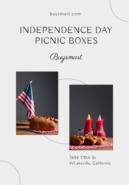 Designvorlage Memorable USA Independence Day Sale Event Announcement With Picnic Boxes für Poster 28x40in