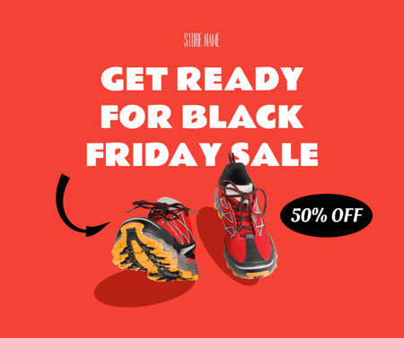 Ontwerpsjabloon van Facebook van Sneakers Sale on Black Friday