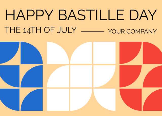 Bastille Day of France Announcement Celebration Postcard 5x7in tervezősablon
