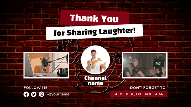 Template di design Lovely Stand-Up Show Vlogger Promotion YouTube outro