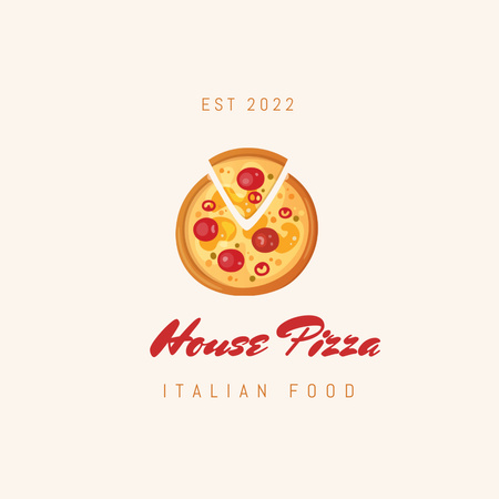 Pizza House Emblem With Pizza Slices Logo 1080x1080px Design Template