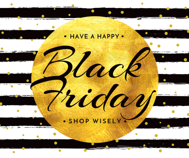 Black Friday Sale in Golden Frame Facebook Design Template