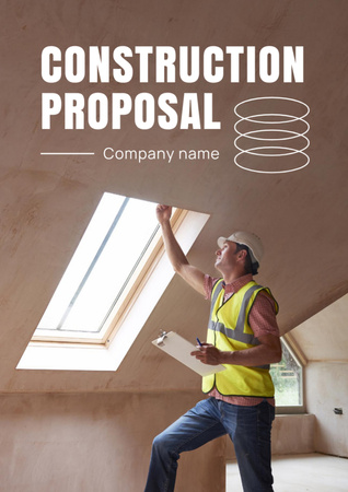 Construction Company Ad with Worker Proposal tervezősablon