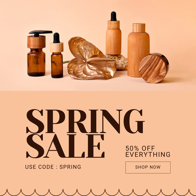 Spring Sale of Natural Facial Serums Instagram AD Design Template