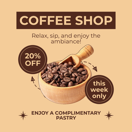 Rich Coffee With Discounts And Complimentary Pastry This Week Instagram Design Template
