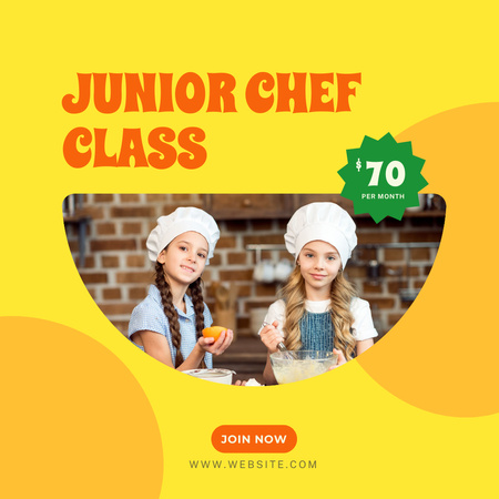 Little Girls in White Chef Hat in the Kitchen Instagram Design Template