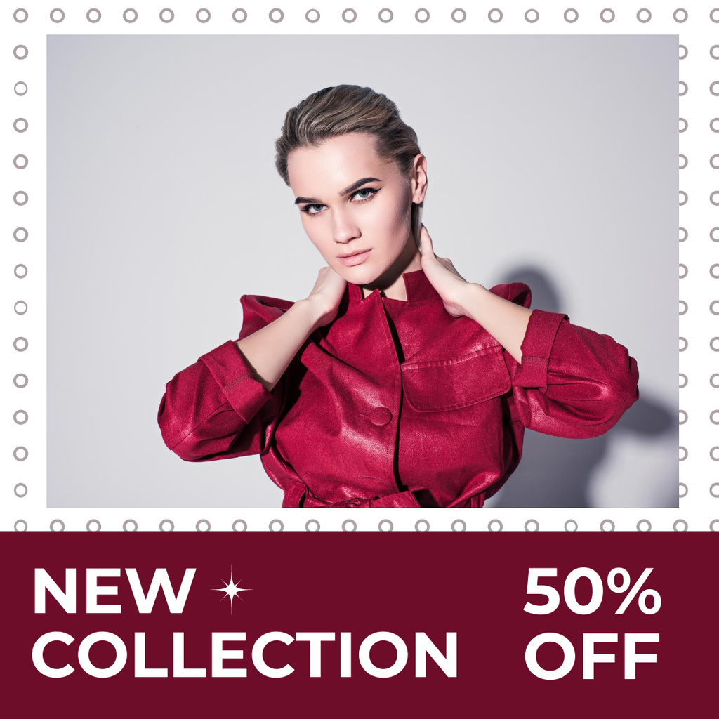 Designvorlage Fashion Sale of New Collection with Stylish Woman für Instagram