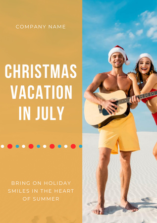 Christmas Vacation in July Postcard A5 Vertical Design Template