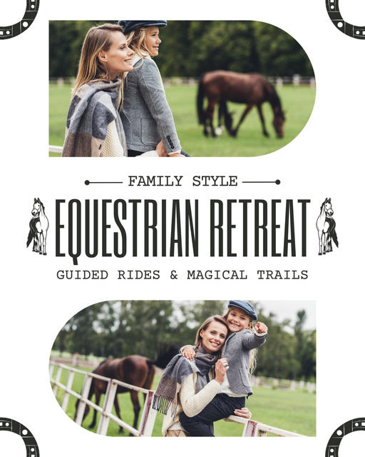 Plantilla de diseño de Announcement of Equestrian Retreat for Families Instagram Post Vertical 