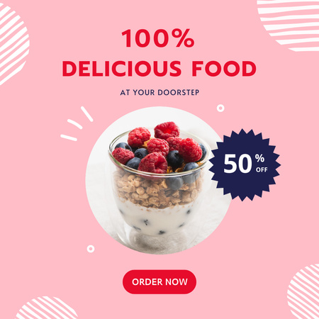 Tasty Smoothie with Berries Special Offer Instagram Design Template