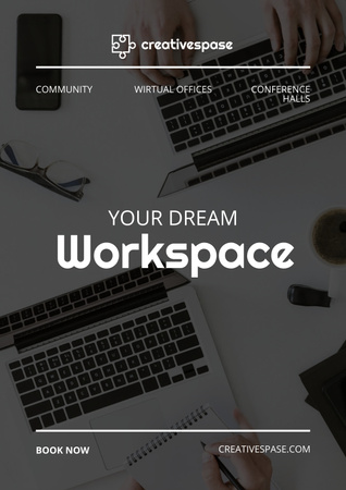 Dream Workplace with Laptop Poster Design Template