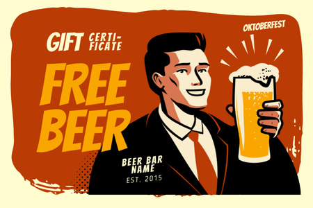 Oktoberfest Kutlaması İçin Hediye Olarak Lezzetli Bira Gift Certificate Tasarım Şablonu