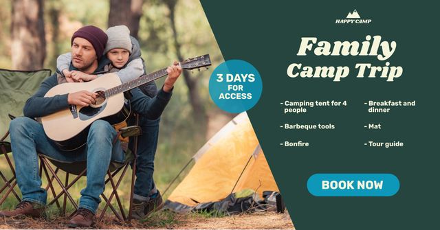Family Camping Trip Book Now Facebook AD Design Template