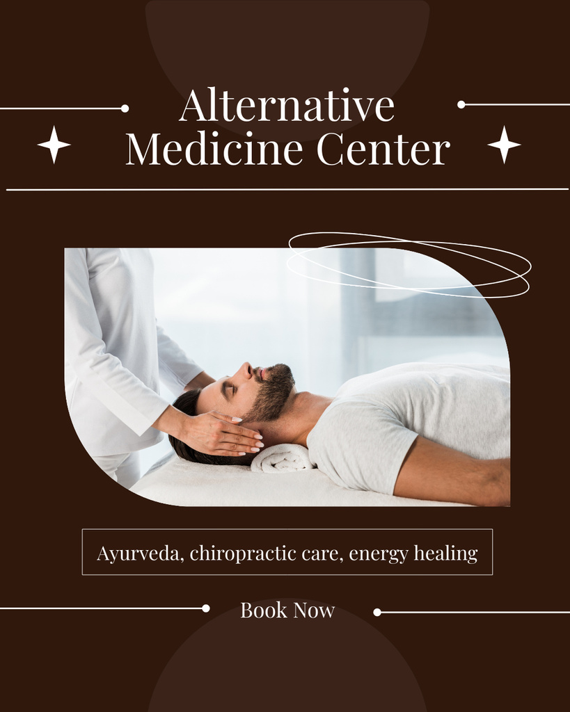 Superb Alternative Medicine Center With Catchphrase And Booking Instagram Post Vertical Design Template