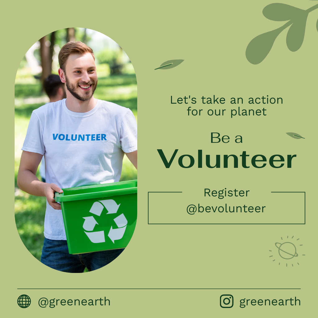 Designvorlage Save The Earth With Volunteer für Instagram