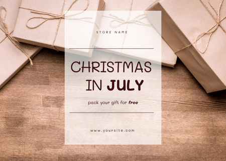 Free Gift Wrapping for Christmas in July Postcard 5x7in Design Template