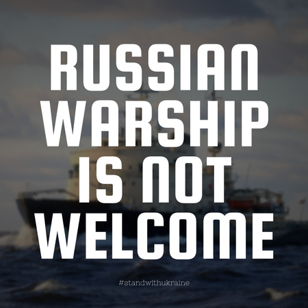 Ontwerpsjabloon van Instagram van russisch oorlogsschip is niet welkom
