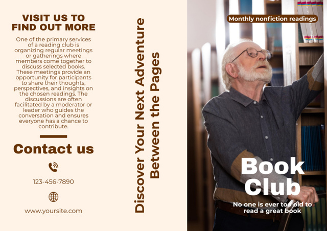 Designvorlage Age-Friendly Book Club für Brochure