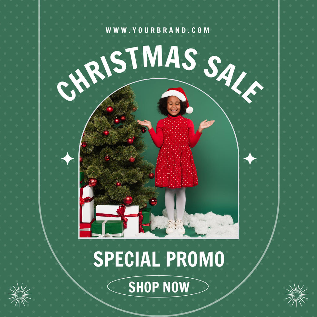 Pretty African American Girl for Christmas Sale Instagram Design Template