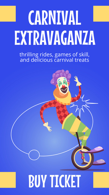 Designvorlage Memorable Carnival With Clown Performance für Instagram Video Story