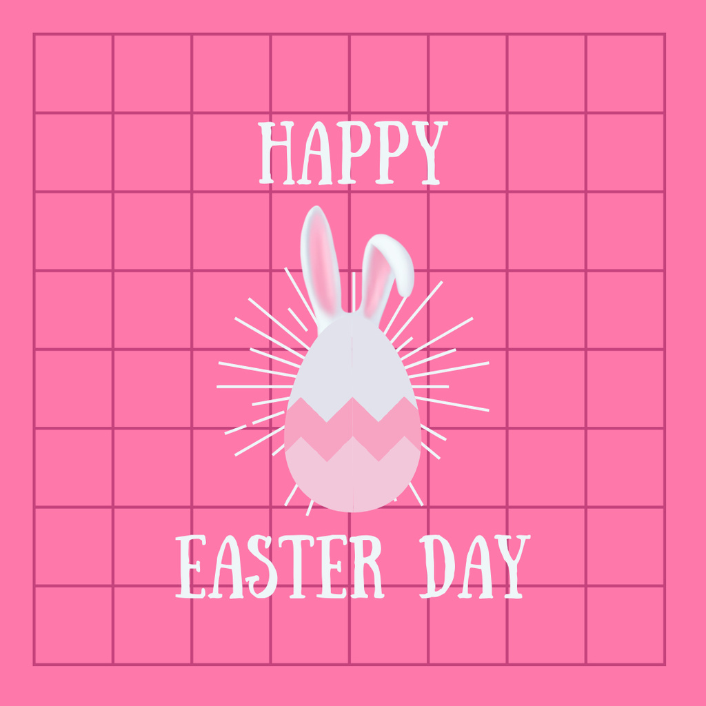 Ontwerpsjabloon van Instagram van Happy Easter Day Wishe with Cute Bunny and Egg
