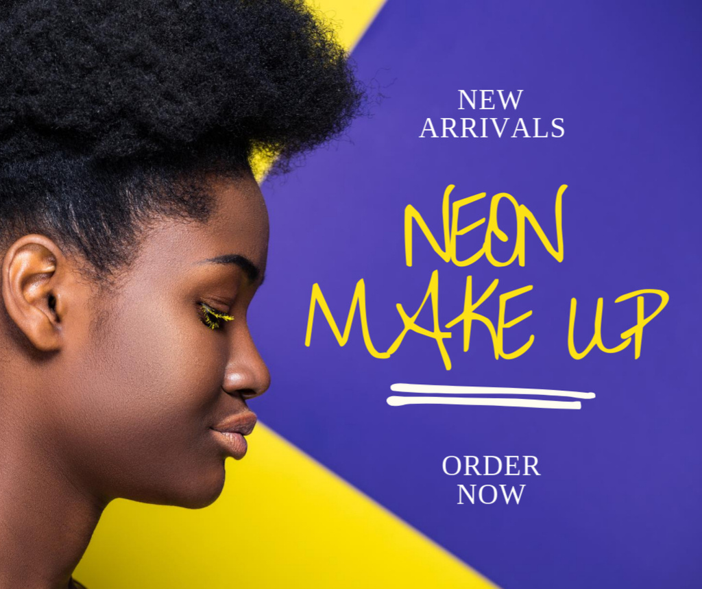 Ontwerpsjabloon van Facebook van Neon Makeup New Arrival Announcement
