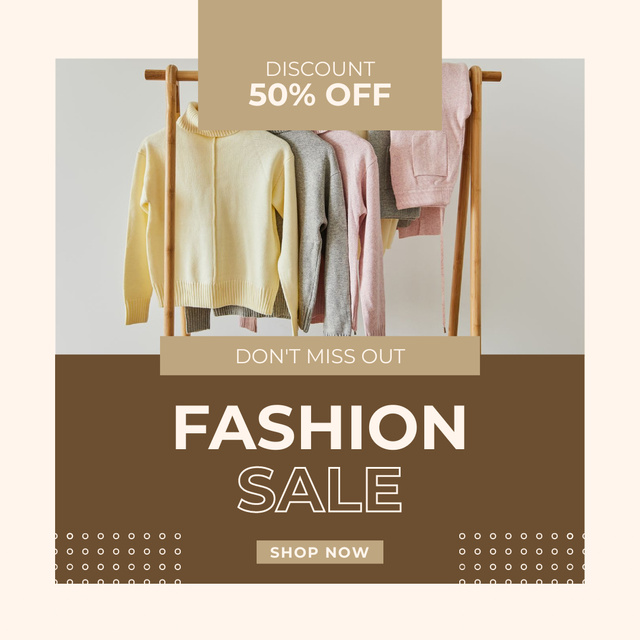 Fashion Sale with Clothes on Hangers Instagram Tasarım Şablonu