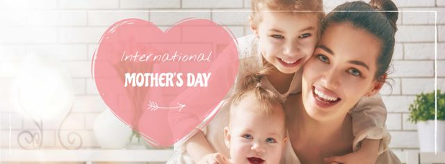 Mother's Day Greeting with happy Mom and Child Facebook cover Tasarım Şablonu