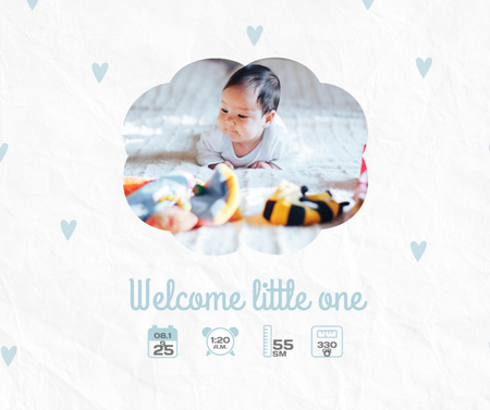 Cute Newborn Baby lying with Toys Facebook Design Template