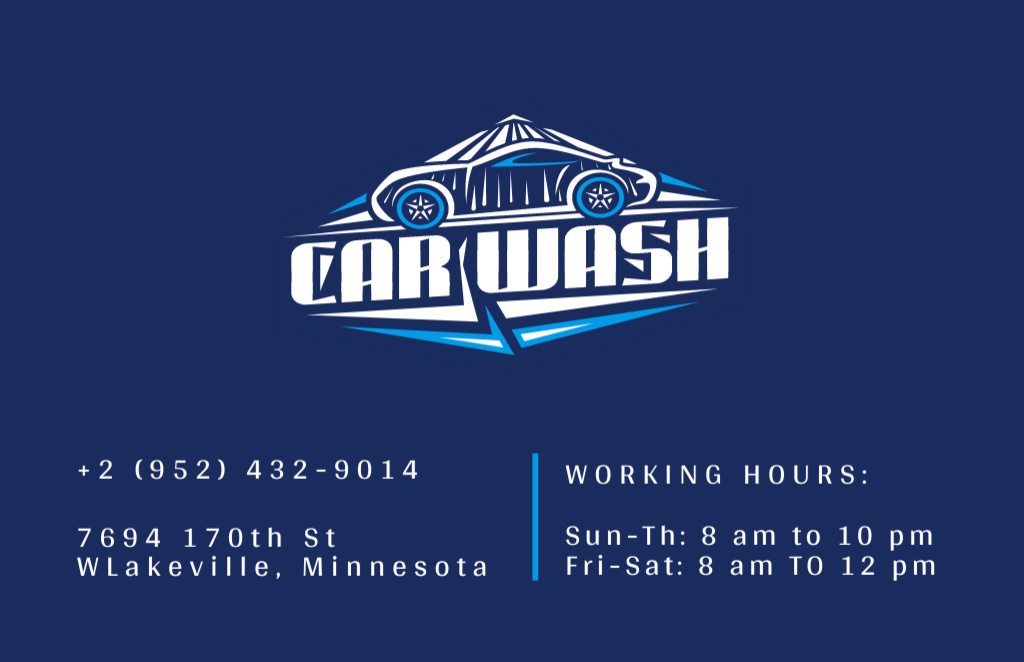 Contacts and Information of Car Wash Business Card 85x55mm tervezősablon