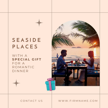Ontwerpsjabloon van Animated Post van Romantisch diner aan zee als geschenkvoorstel