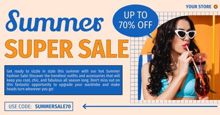 Platilla de diseño Summer Super Sale of Sunglasses Facebook AD