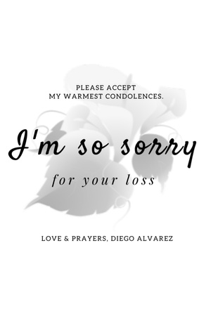 Designvorlage Deepest Condolence Messages in White Minimalist für Postcard 4x6in Vertical
