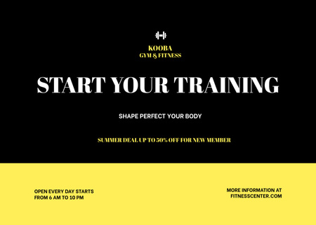 Motivational Advertising Fitness Center Flyer 5x7in Horizontal Design Template