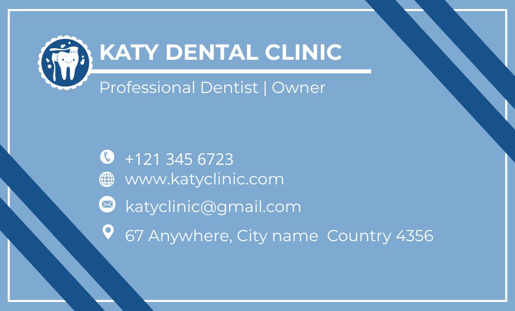 Dental Care Clinic Ad with Cute Icon Business Card 91x55mm tervezősablon