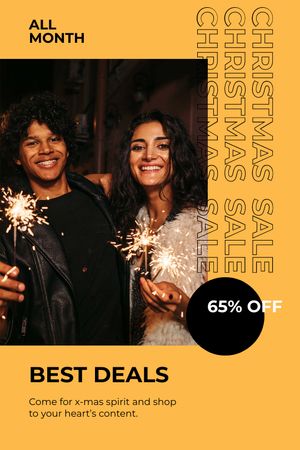 Couple with Sparkler for Christmas Sale Tumblr Design Template