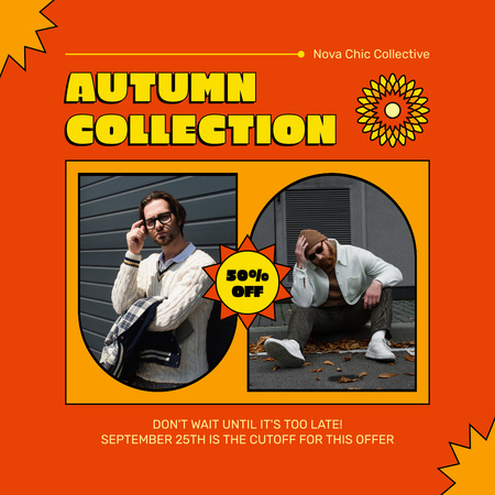 Fényes őszi ruházati kollekció akciós ajánlat Instagram AD tervezősablon