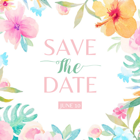 Save the Date Floral Wedding Invitation Instagram Design Template