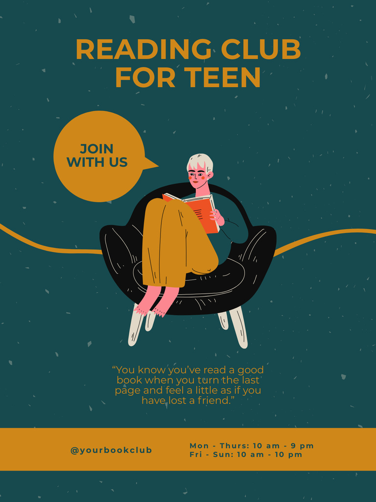 Reading Club For Teen Offer Poster US Πρότυπο σχεδίασης