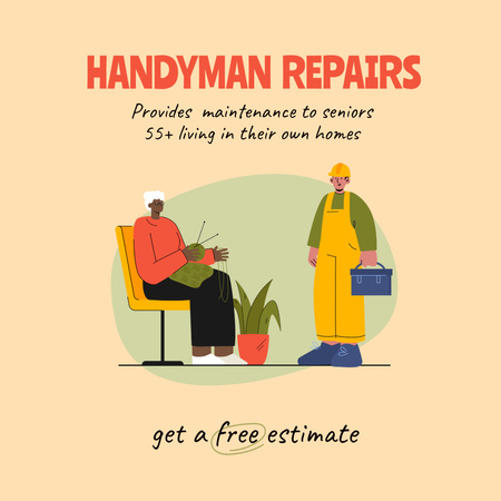Designvorlage Handyman Services for Seniors für Instagram