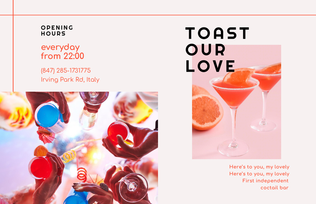 Refreshing Summer Cocktail with Grapefruit Brochure 11x17in Bi-fold Tasarım Şablonu
