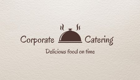 Corporate Catering Services Offer with Dish Illustration Business Card US Design Template