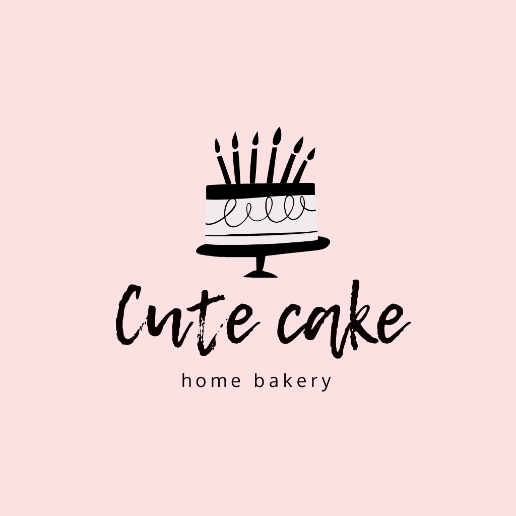 Template di design Bakery Ad with Festive Cake With Candles In Pink Logo