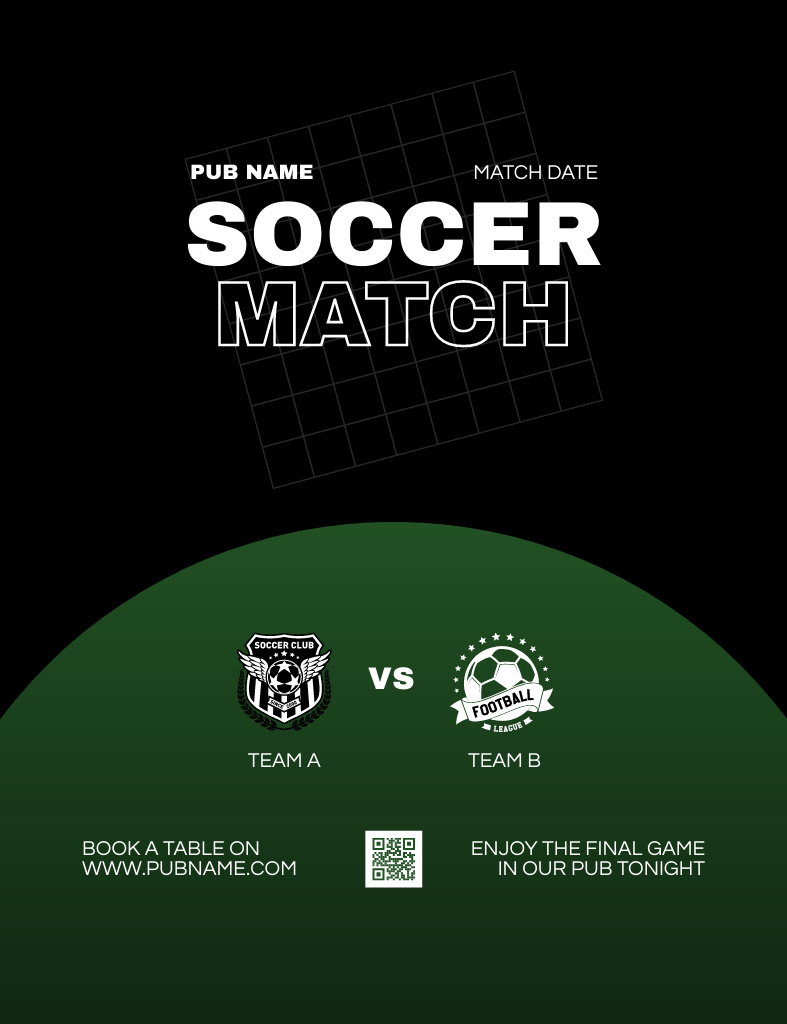 Soccer Match Announcement Invitation 13.9x10.7cm Design Template