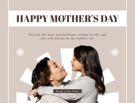 Aranyos átölelve anya és lánya anyák napi ünnepén Thank You Card 5.5x4in Horizontal tervezősablon