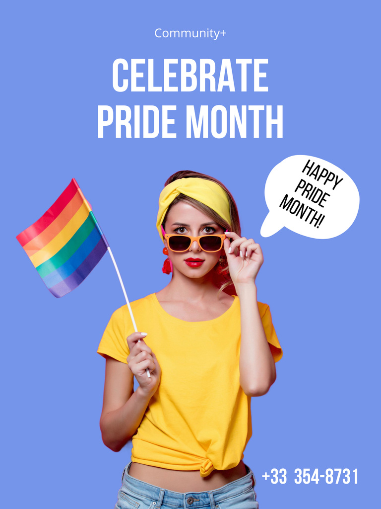 Fabulous Pride Month Congrats With LGBT Flag Poster 36x48in tervezősablon